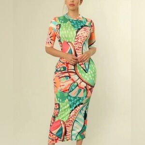 Colorful Abstract Print Mini Dress